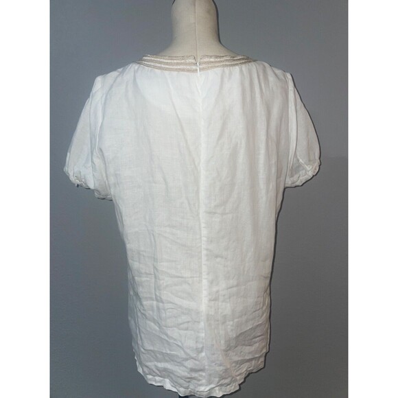Michael Kors Womens size 16 Linen Embroidered Peasant Short Sleeve Blouse Top - Picture 11 of 11